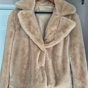 Women's pinkish Tan Faux Fur Jacket